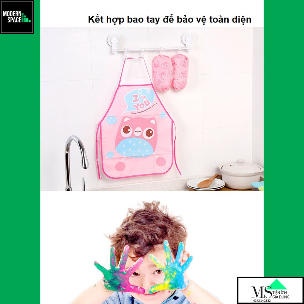 Bộ Tạp dề Trẻ em Kèm Bao tay Chống nước Chống bẩn - Tạp dề tập vẽ, nấu ăn cho bé GD-054