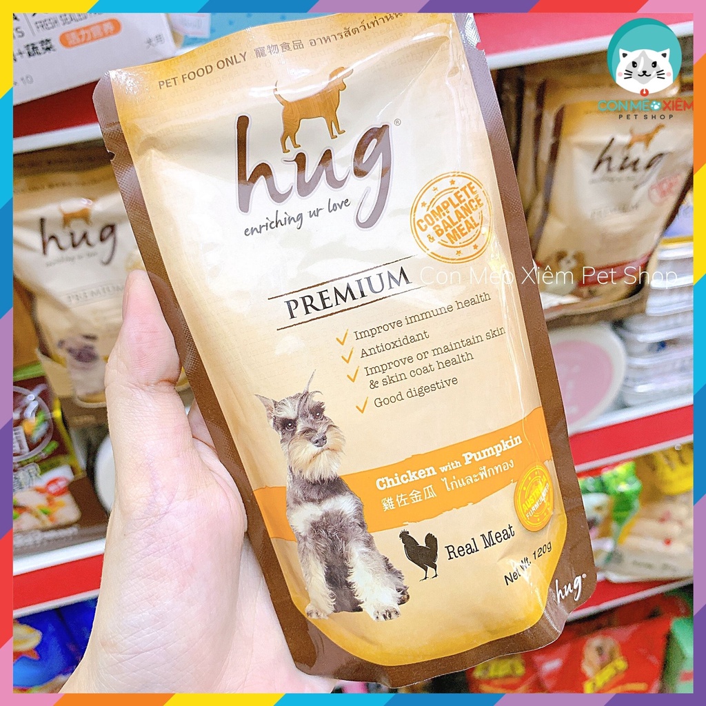 Pate cho chó Hug enriching ur love gói 120g, thức ăn ướt tăng cân mập cún cưng con lớn nhỏ Con Mèo Xiêm