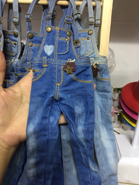 Quần jean yếm búp bê bjd - size 1/4 - minifee