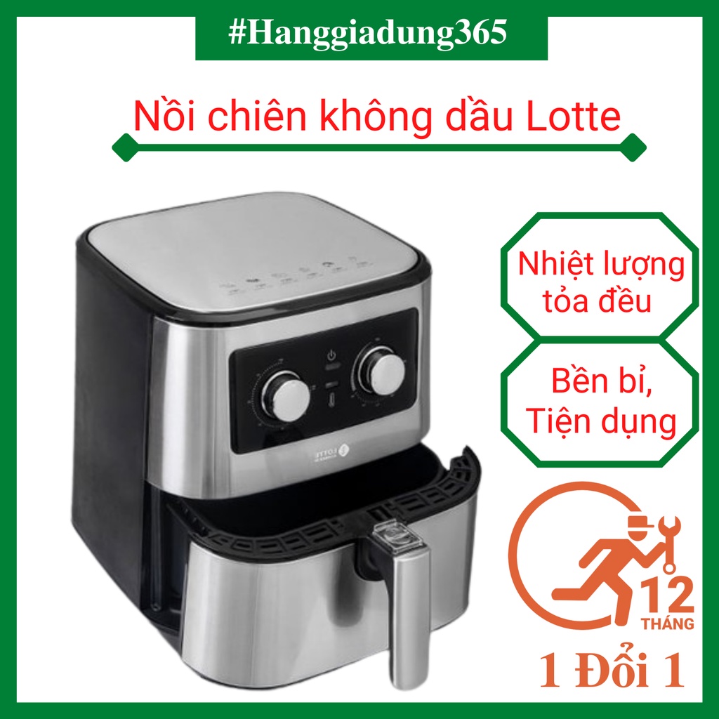 Nồi Chiên Không Dầu Lotte 5,5L Nhập Khẩu Hàn Quốc, Nồi Nướng Không Dầu Với Công Nghệ Làm Nóng Tối Ưu