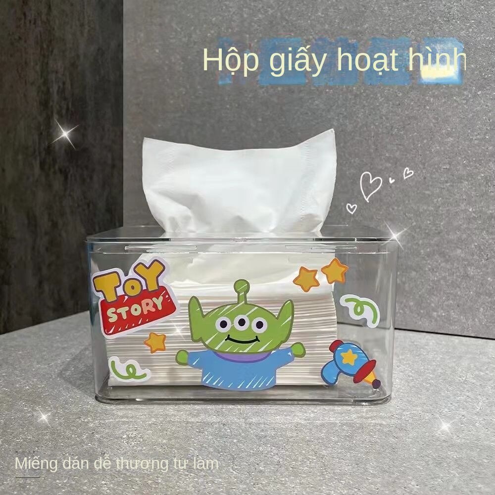 Hộp Đựng Khăn Giấy 01 Ngăn Bằng Acrylic Trong Suốt Hình Gấu Và Dâu Tây Dễ Thương Sáng Tạo