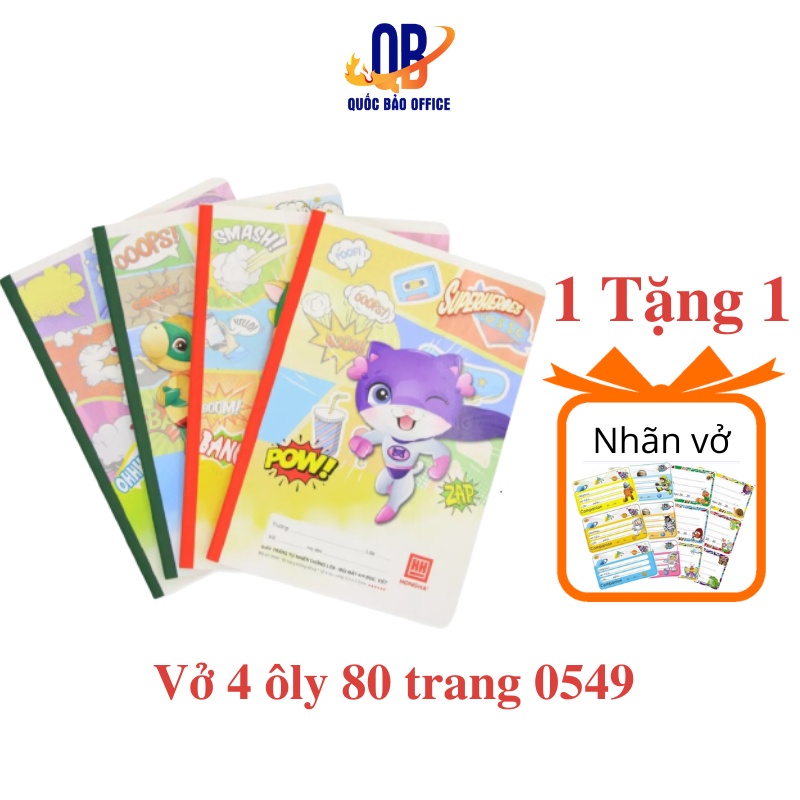 Vở ô ly Hồng Hà 80 trang cao cấp - vở 4 ly School Gabu 0549 - 1 quyển