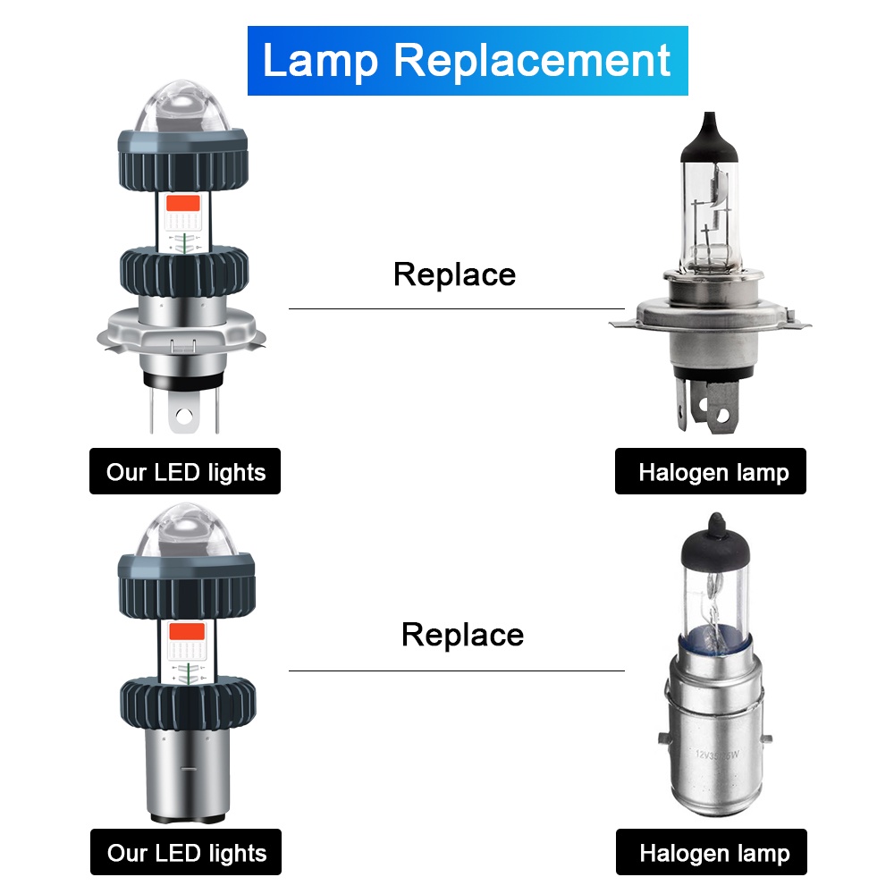 Đèn Pha H4 H6 BA20D COB 10W 10W Ánh Sáng Trắng + Đỏ / Xanh Dương DC12V Cho Xe Máy