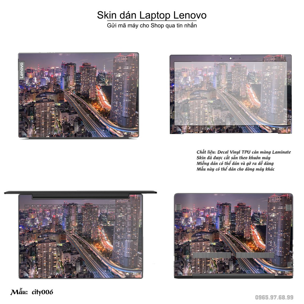 Skin dán Laptop Lenovo in hình thành phố (inbox mã máy cho Shop)