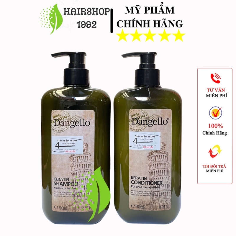 Cặp dầu gội dầu xả keratin Dangelo kiềm dầu phục hồi tóc hư tổn – siêu mềm mượt|bộ dầu gội xả 500ml * 2