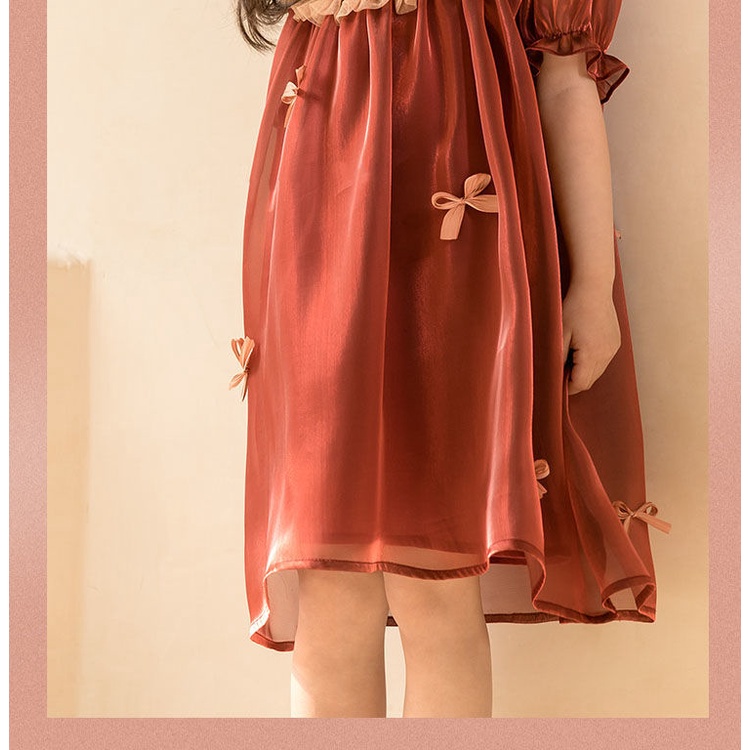 Đầm Công Chúa Tay Phồng Đính Nơ Thời Trang Mùa Hè 2022 Mới Cho Bé Gái