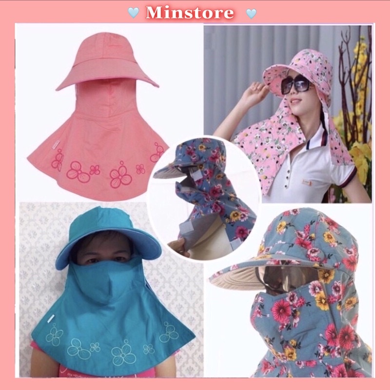 Khẩu Trang Nón Mũ Chống Nắng Vành Rộng Dày Dặn 3 Lớp Chống Nắng Hiệu Quả