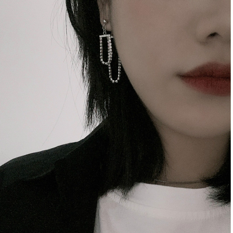 Khuyên Tai Hai Vòng Sau Lưng Đính Đá Kim Cương Lấp Lánh 22720