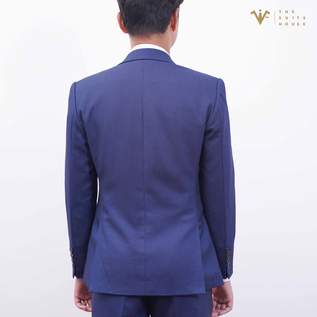 Vest nam áo suits blazer quần âu xanh navy vân chấm, form ôm, sartorial, vải WOOL - The Suits House