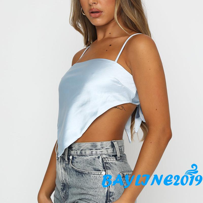 Áo Lửng Hai Dây Màu Trơn Quyến Rũ Thời Trang Cho Nữ