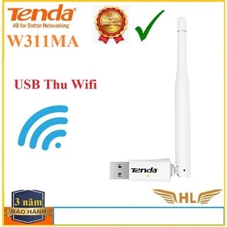 USB Thu Wifi Tenda W311Ma Có Râu , Tenda W311Mi Không Râu Chuẩn N150Mbps - Hàng Chính Hãng