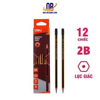 Bút chì 2B kèm tẩy Deli - Viết chì - sọc neon nhiều màu phù hợp thi trắc nghiệm - 37013