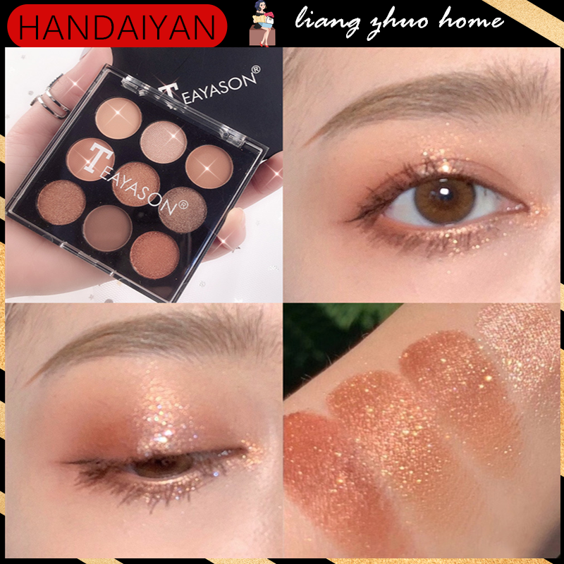 (Hàng Mới Về) Bảng Phấn Mắt 9 Màu Lì Tông Đất Có Gương Teayason