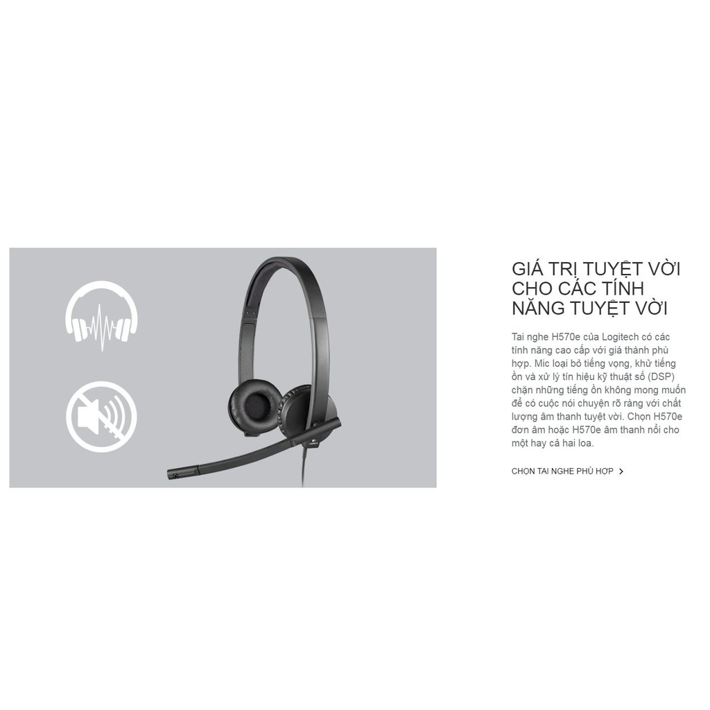 Tai nghe máy tính Cổng USB có Mic Logitech H570E (Đen)