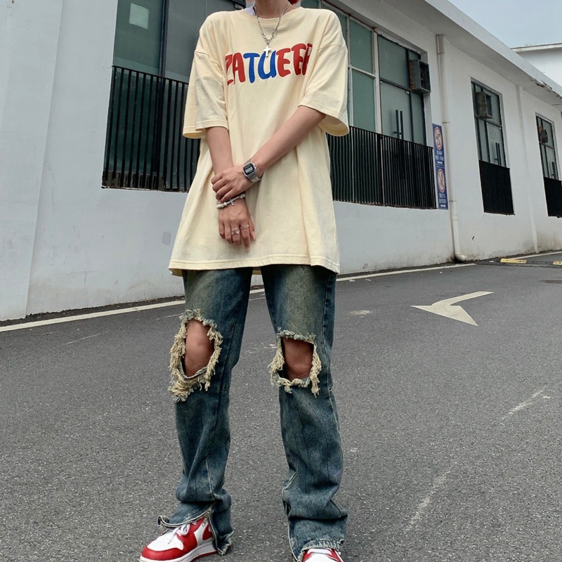 Áo thun unisex tay lỡ Yinxx, áo phông nam nữ màu tan cổ tròn oversize ATL23