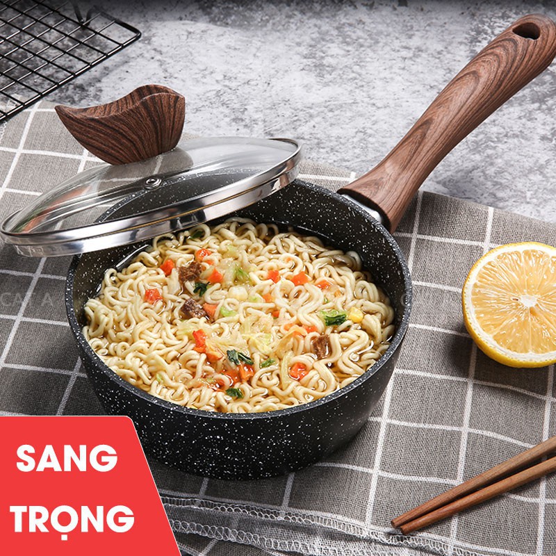 Nồi quánh vân đá chống dính đáy từ cao cấp bằng nhôm TFFP-541 - Có nắp đậy, đường kính
