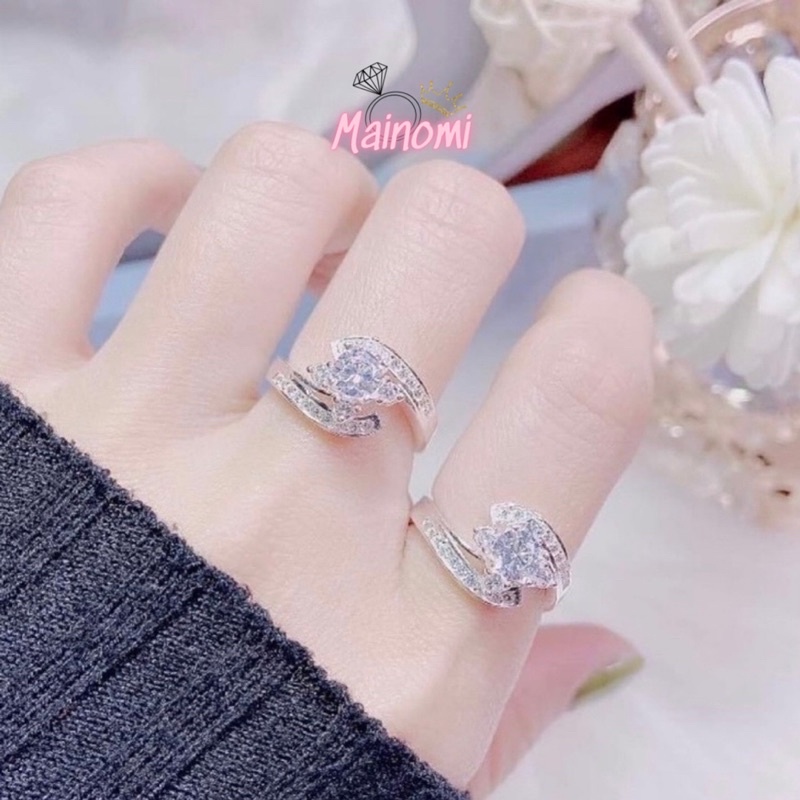 Nhẫn nữ Bạc mẫu thiết kế lạ mắt cách điệu quý phái sang trọng Mainomi Shop Bạc Xinh