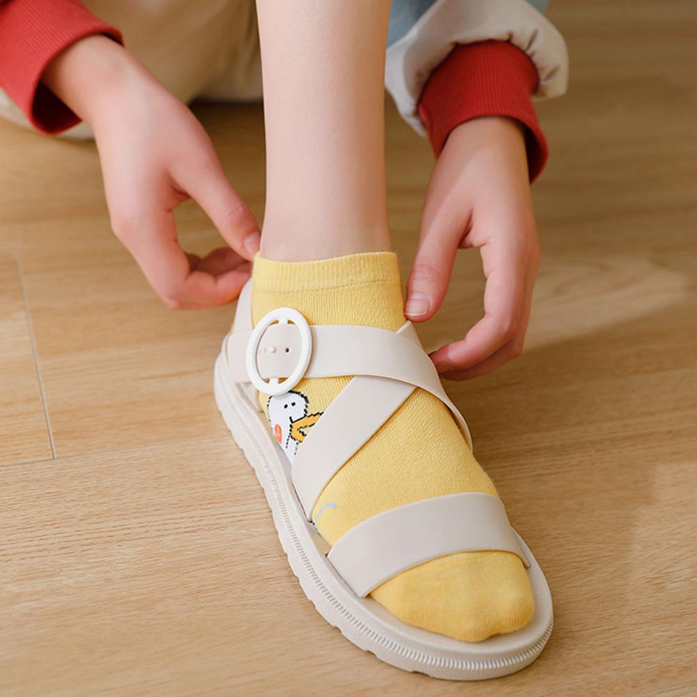 Vớ Cotton Mỏng Họa Tiết Vịt Hoạt Hình Dễ Thương Thời Trang Mùa Hè Cho Nữ