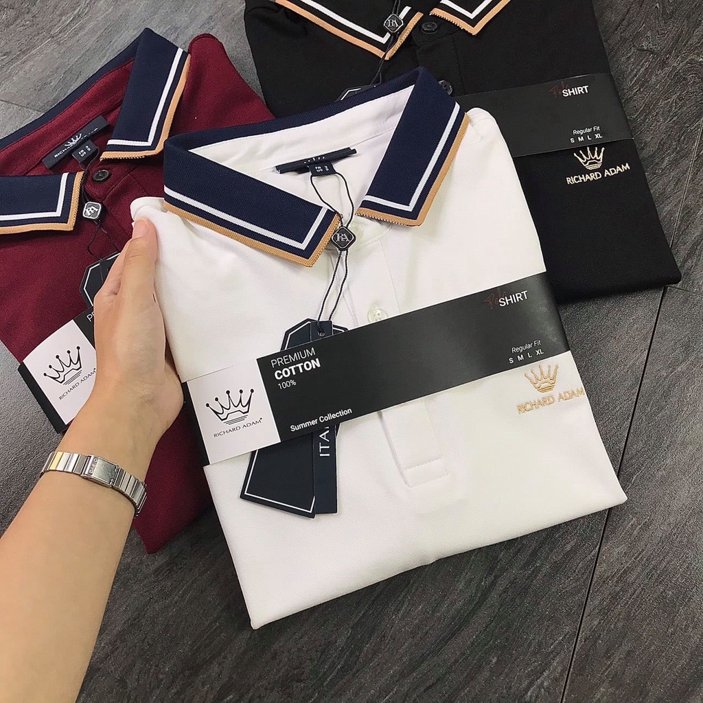 Áo Polo Nam thêu Richard, chất cotton cá sấu dày dặn mặc thoáng mát, full size phân phối độc quyền-PHSHOP