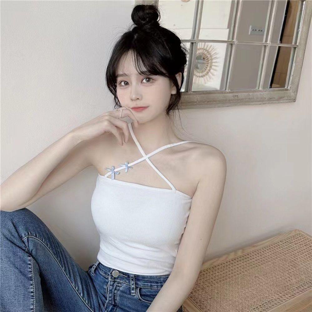 OCEANMAP Áo Lót Cotton Không Tay Hở Lưng Thời Trang Mùa Hè Dành Cho Nữ