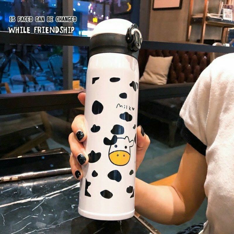 BÌNH GIỮ NHIỆT BÒ SỮA CUTE TIỆN LỢI AN TOÀN DUNG TÍCH 500ML