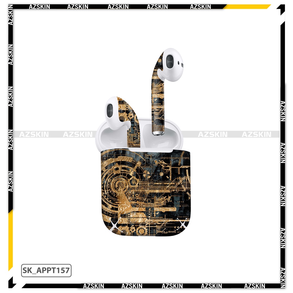 Miếng Dán Skin Airpod 1/2/3/Pro Hình Vi Mạch Gold |SK_APPT157| Chất Liệu Nhập Khẩu -  Chống Nước, Bền Màu, Cắt Sẵn Khuôn