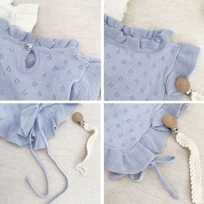 Yếm Ăn Cotton Dệt Kim Màu Sắc Trơn Dành Cho Bé Gái