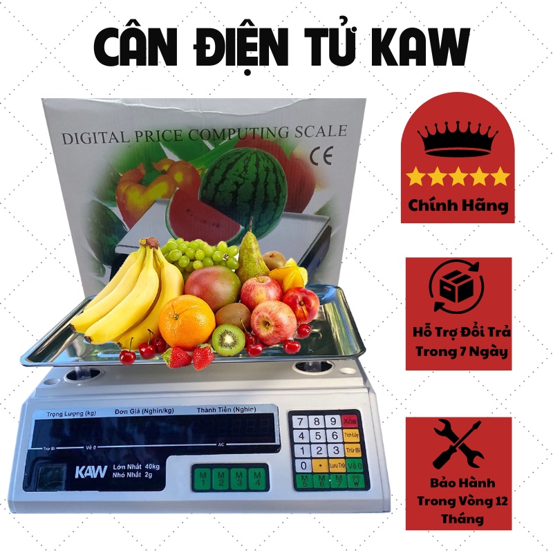 Cân điện tử trái cây 40kg sạc điện, cân điện tử Việt Nam âm dương màn hình LCD giao hàng tận nơi nhanh chóng
