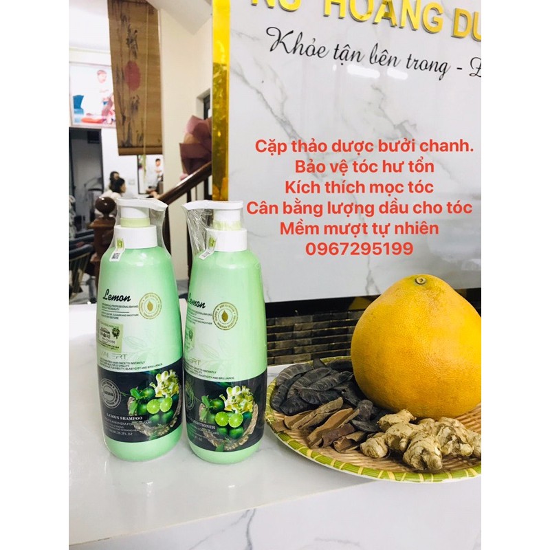 Cặp dầu gội bưởi chanh 800ml gội 800ml xả, siêu mềm mượt