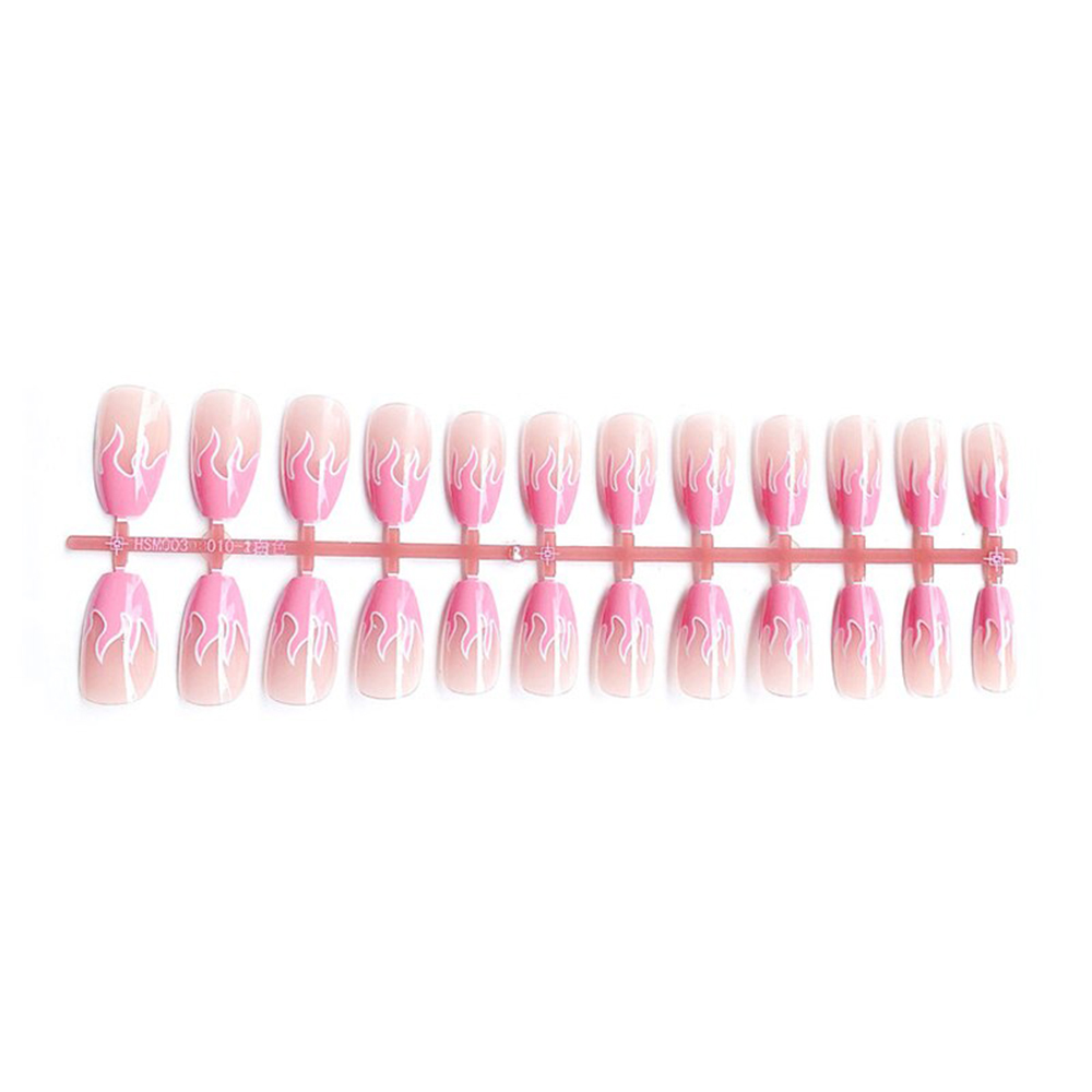 Set 24 móng tay giả màu xanh dương/hồng che phủ toàn diện DIY