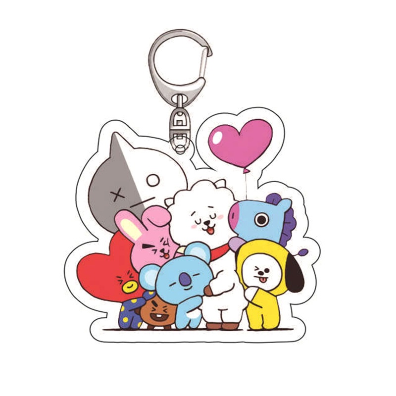 Móc khóa nhựa in hình nhân vật BT21 dễ thương