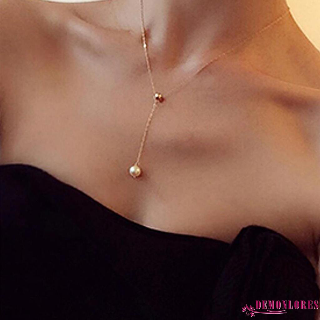 Vòng cổ Chữ Y Phối Ngọc Trai Nhân Tạo Thời Trang Cho Nữ