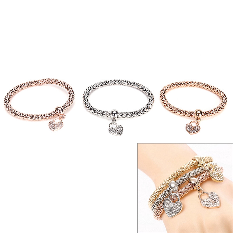 Bộ 3 vòng tay xi vàng hồng hợp thời trang cho nữ