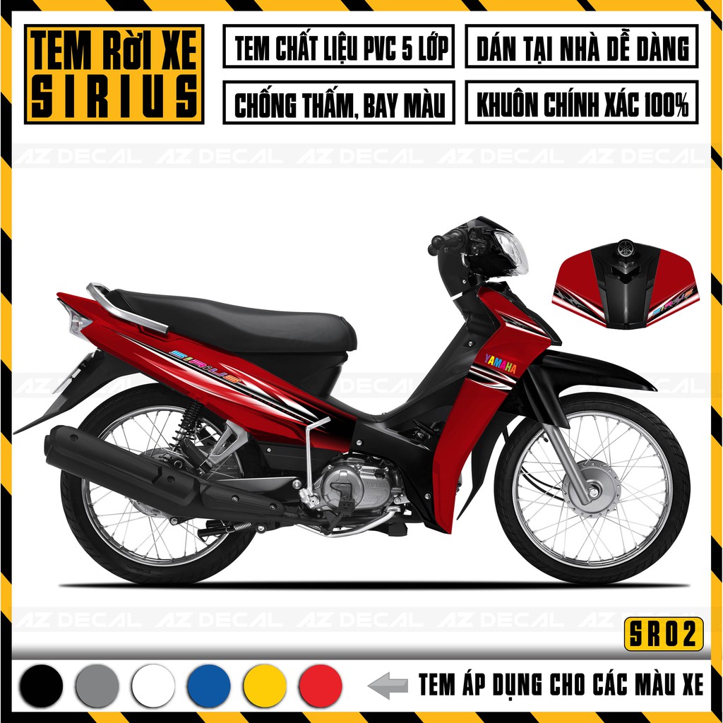 Tem Sirius RC Cao Cấp | SR02 | Team Sirius Rời Màu Đỏ Đen Xanh Trắng Xám Xanh Decal Cắt Sẵn Dễ Dán Xe Sirius