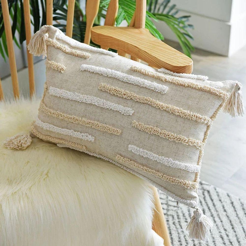 Vỏ Gối Cotton 45x45cm / 30x50cm Màu Be Trang Trí Nhà Cửa