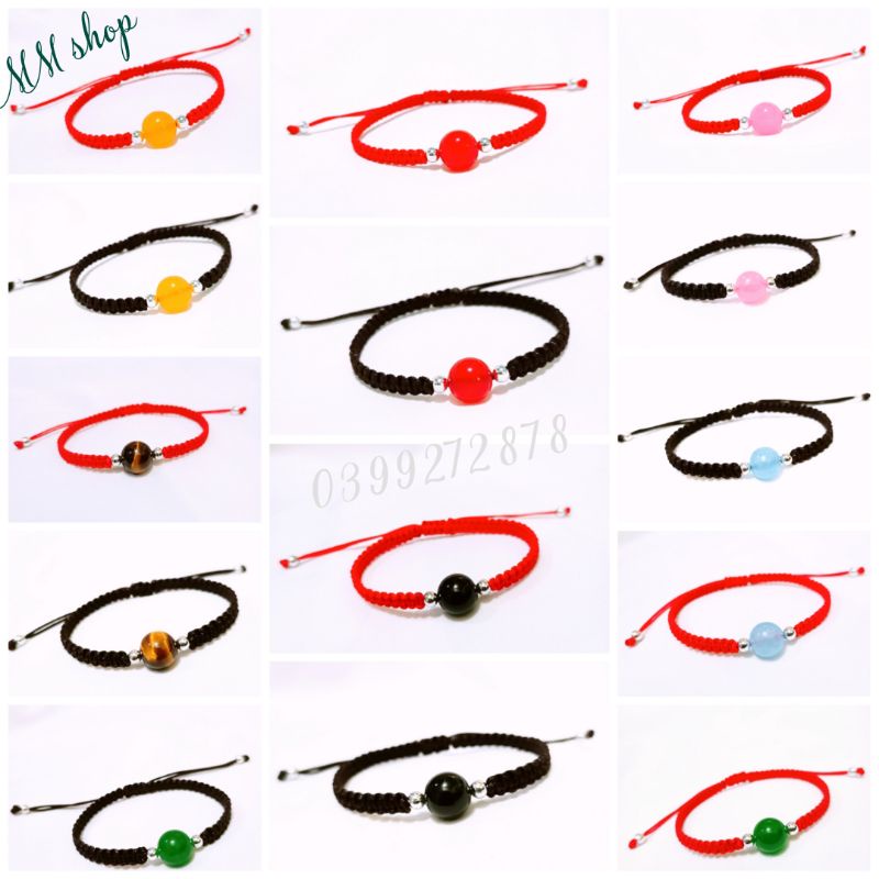 Vòng tay đá thiên nhiên 10mm nhiều màu sắc đan dây dù cao cấp