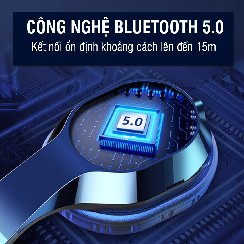 FREESHIP - Tai nghe bluetooth không dây T5 tai nghe chụp tai hổ trợ thẻ nhớ Jack 3.5mm âm Bass đỉnh giảm ồn tốt