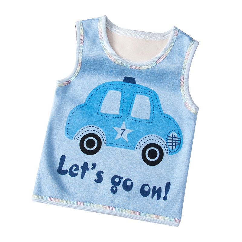 Áo không tay vải nhung mềm in họa tiết hoạt hình kiểu Hàn Quốc cho bé 80-150CM