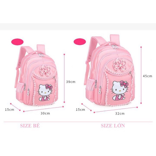 BALO học sinh cho bé, Balo HELLO KITTY-1623 Chất liệu Vải siêu bền, chống thấm chống xước, lau chùi dễ dàng