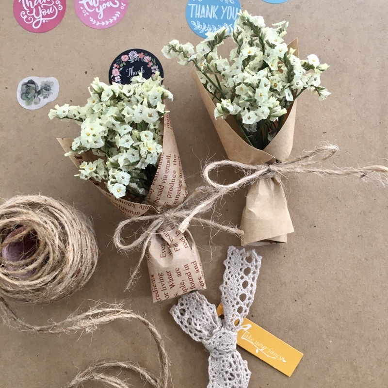(Sỉ) Bó Hoa khô Sao Vàng Mini 8cm Gói Giấy Kraft