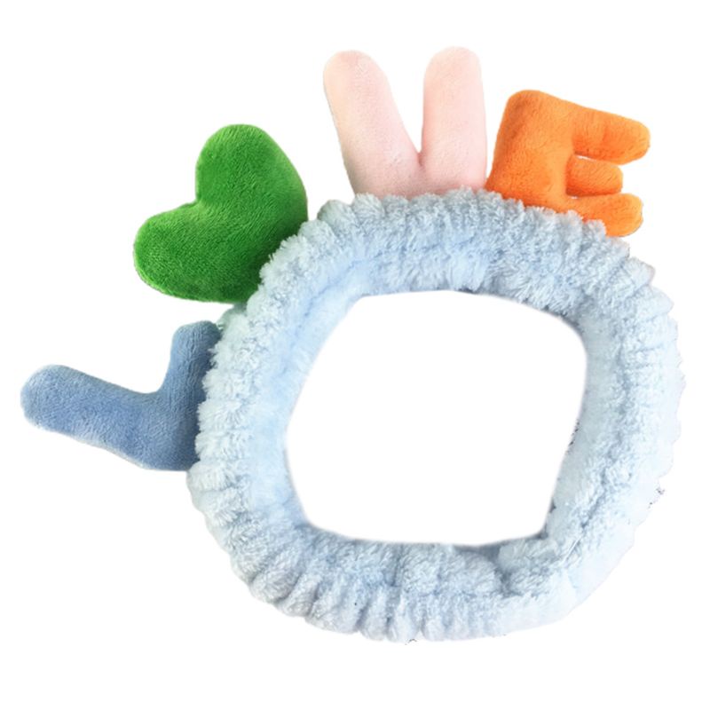 Băng Đô Cài Tóc Co Giãn Đính Chữ Love 3D Nhồi Bông Dễ Thương Dành Cho Nữ Rửa Mặt / Rửa
