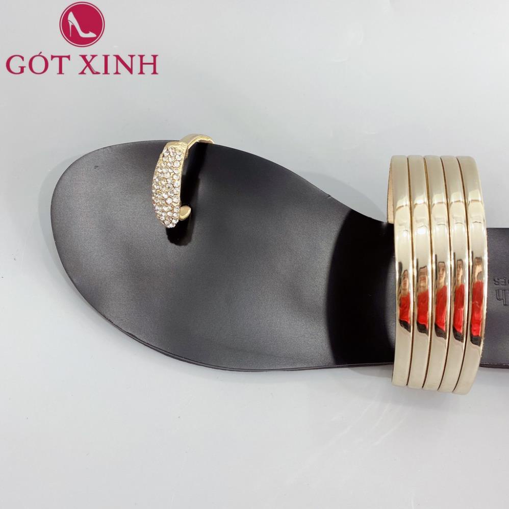 CF Dép xỏ ngón nữ GÓT XINH D61 quai ngang đế 2 lớp