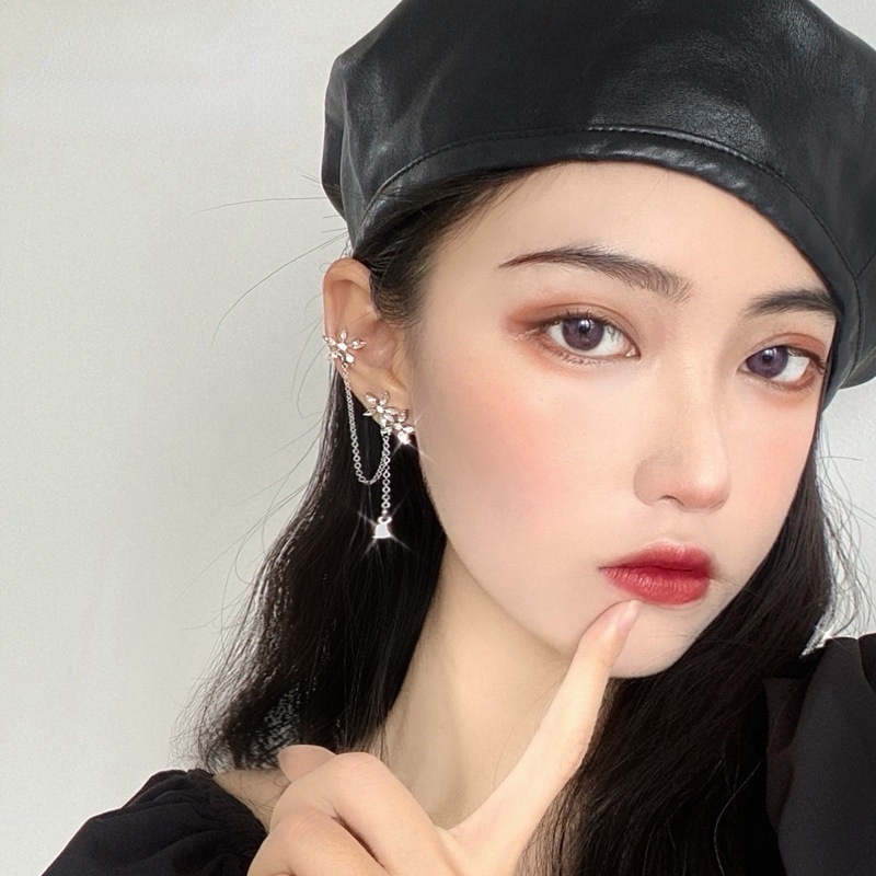 Đôi khuyên tai hình hoa đính đá thời trang cho nữ