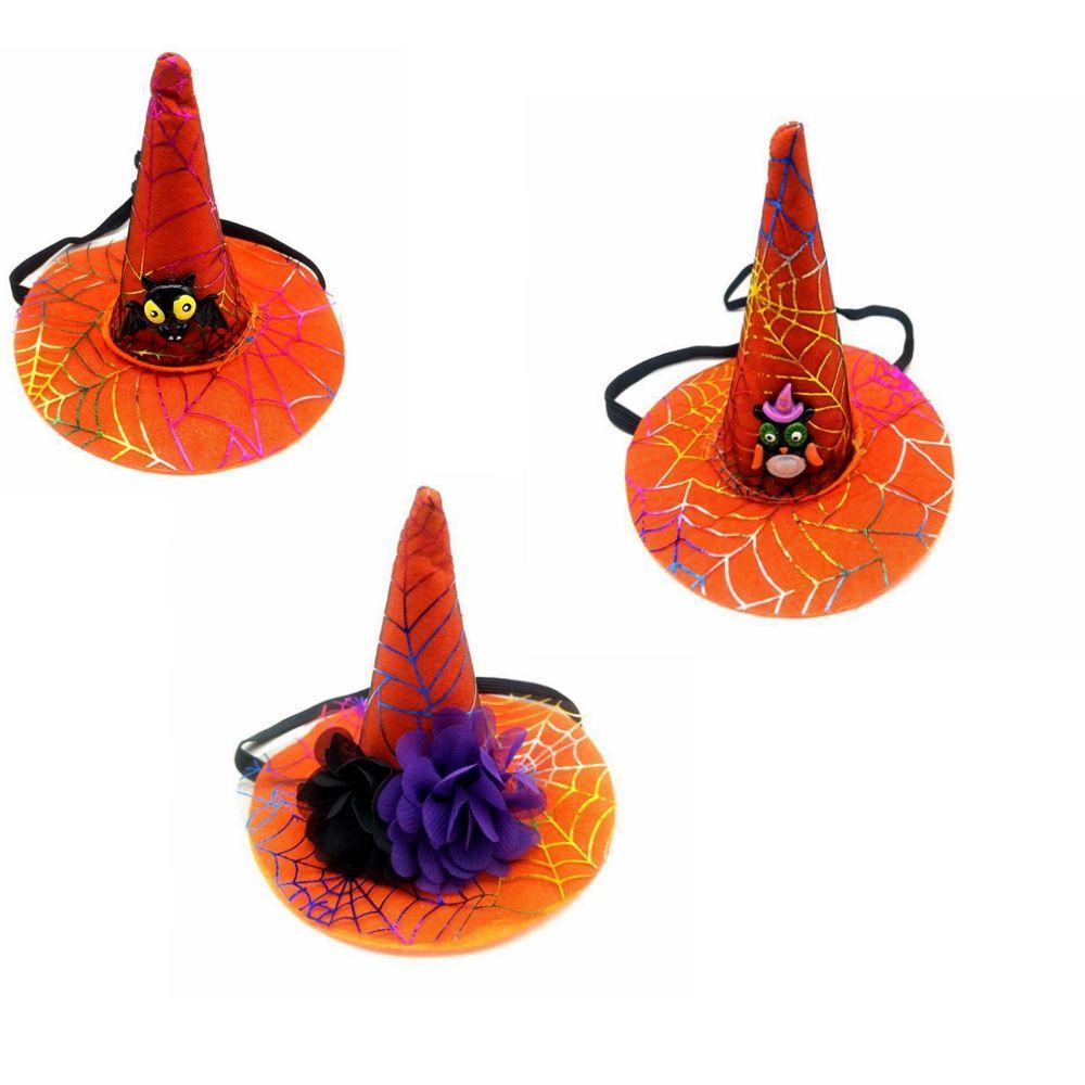 AUGUSTINA Mũ Phù Thủy Họa Tiết Dơi Bí Ngô Sáng Tạo Có Thể Điều Chỉnh Cho Thú Cưng