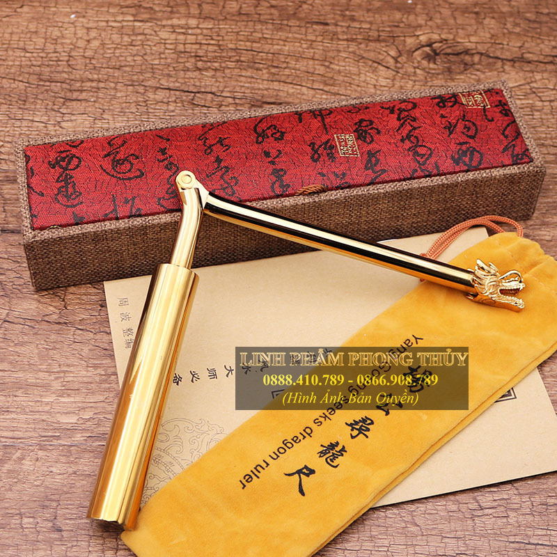 Thước Tầm Long Đầu rồng đồng mạ vàng - Gậy tầm long cao cấp