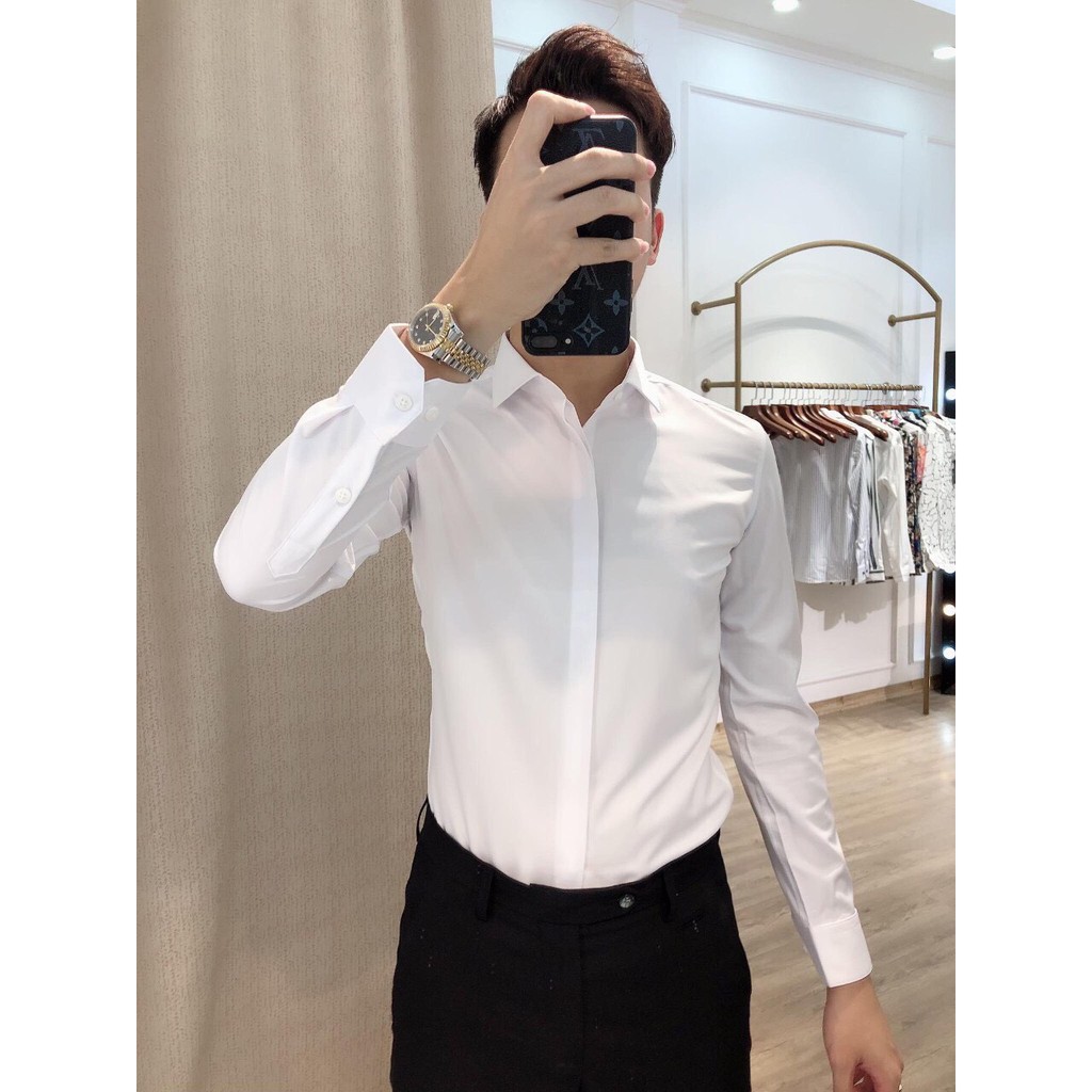 Áo Sơ Mi Trắng Nam Cao Cấp Hàng Vnxk không bai không nhăn không xù