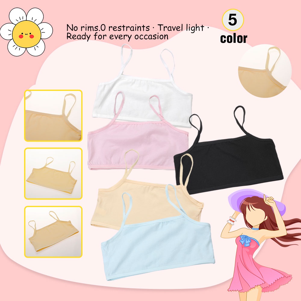 Zimo Áo Lót Hai Dây Bằng Cotton Một Lớp Dành Cho Bé Gái Tập Luyện