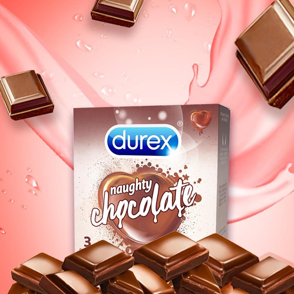 Bao cao su hương socola Durex Naughty Chocolate (Hộp 3 bao)