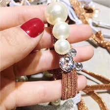 buộc tóc co giãn đính ngọc trai nhân tạo phong cách Hàn Quốc - HV Store 460