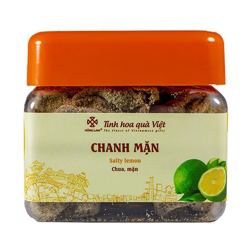 Ô mai chanh mặn Hồng Lam, dạng hộp (200gr, 300gr) có vị chua, mặn